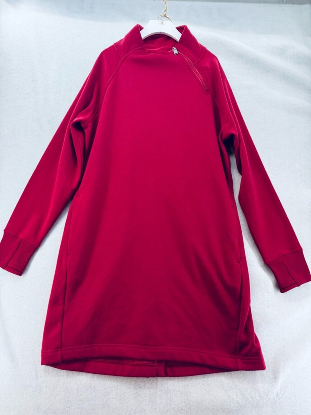 EUC Athleta Cozy Karma Sweatshirt Dress Red size Large with Pockets